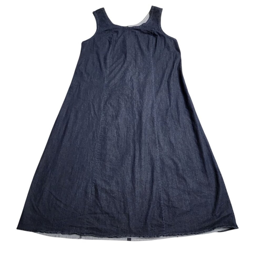 Jessica London Dress 26 Chambray Denim Maxi Jumper Western Summer Fall Dress